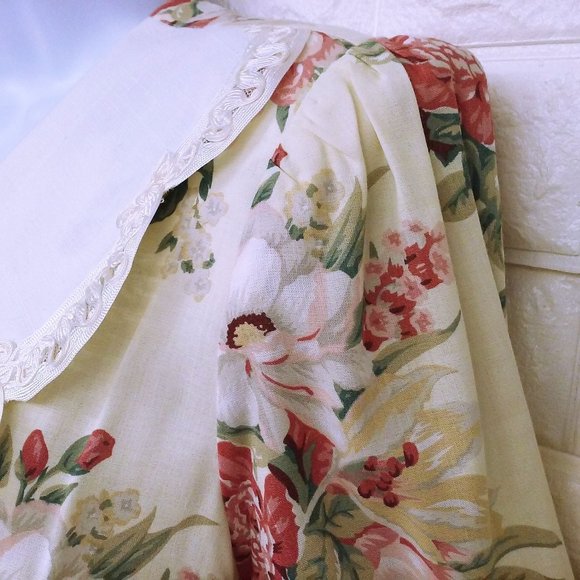 Vintage 80s Expo USA Floral Prairie Dress Lace Collar M(10) Puffed Shoulder Pads - Picture 6 of 12